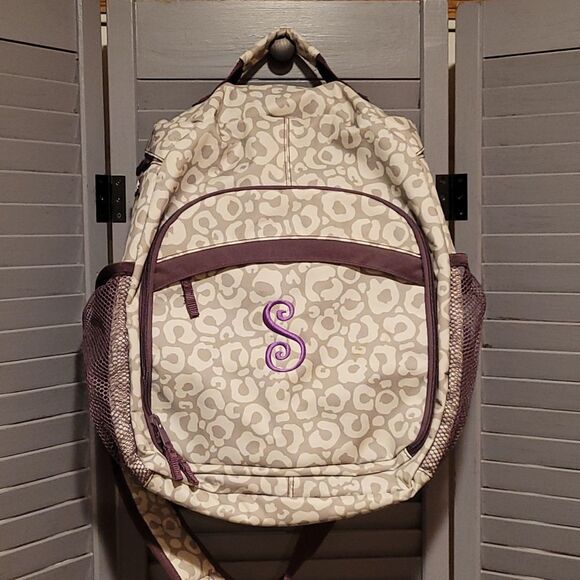 Thirty-One Camera/ Diaper Bag Animal Print Sling Backpack with Embroidered 'S' - Picture 1 of 12